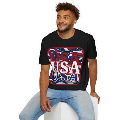 Red WHITE and Blue USA Patriot Dark colors Unisex T-Shirt by cypherpunkgear.com