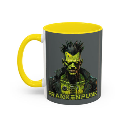Frankenpunk Grey Accent Mug by CreepyCrafts.boo