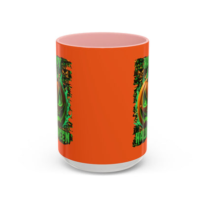 Happy Halloween Green Jack Orange Accent Mug by CreepyCrafts.boo