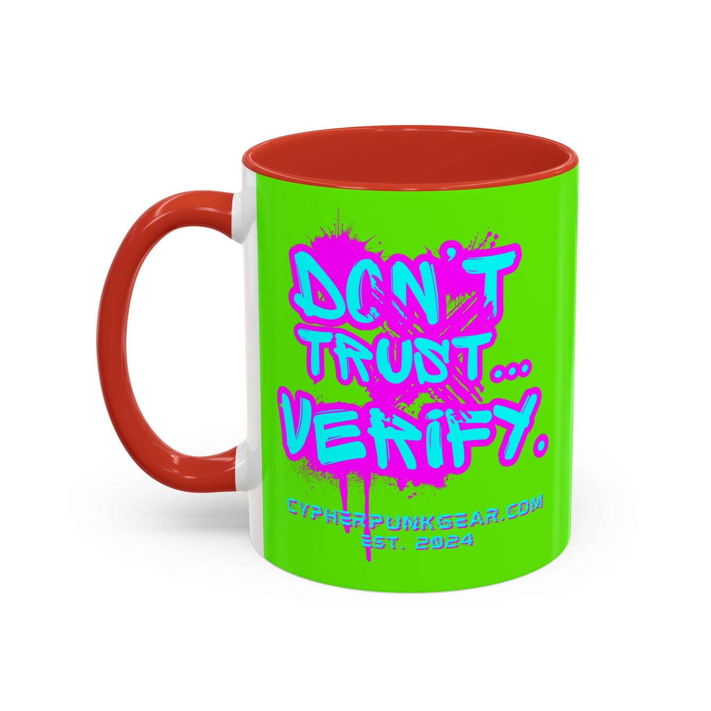 Don't Trust...Verify. Green Accent Mug by cypherpunkgear.com