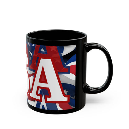USA! USA! USA White font Patriot Black Mug by cypherpunkgear.com