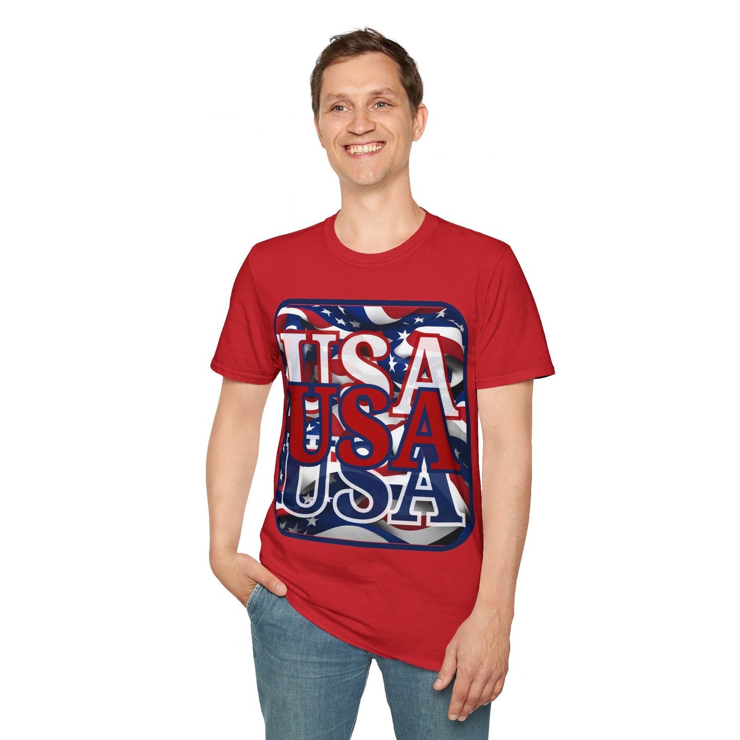 RED White and Blue USA Patriot LTcolors Unisex T-Shirt by cypherpunkgear