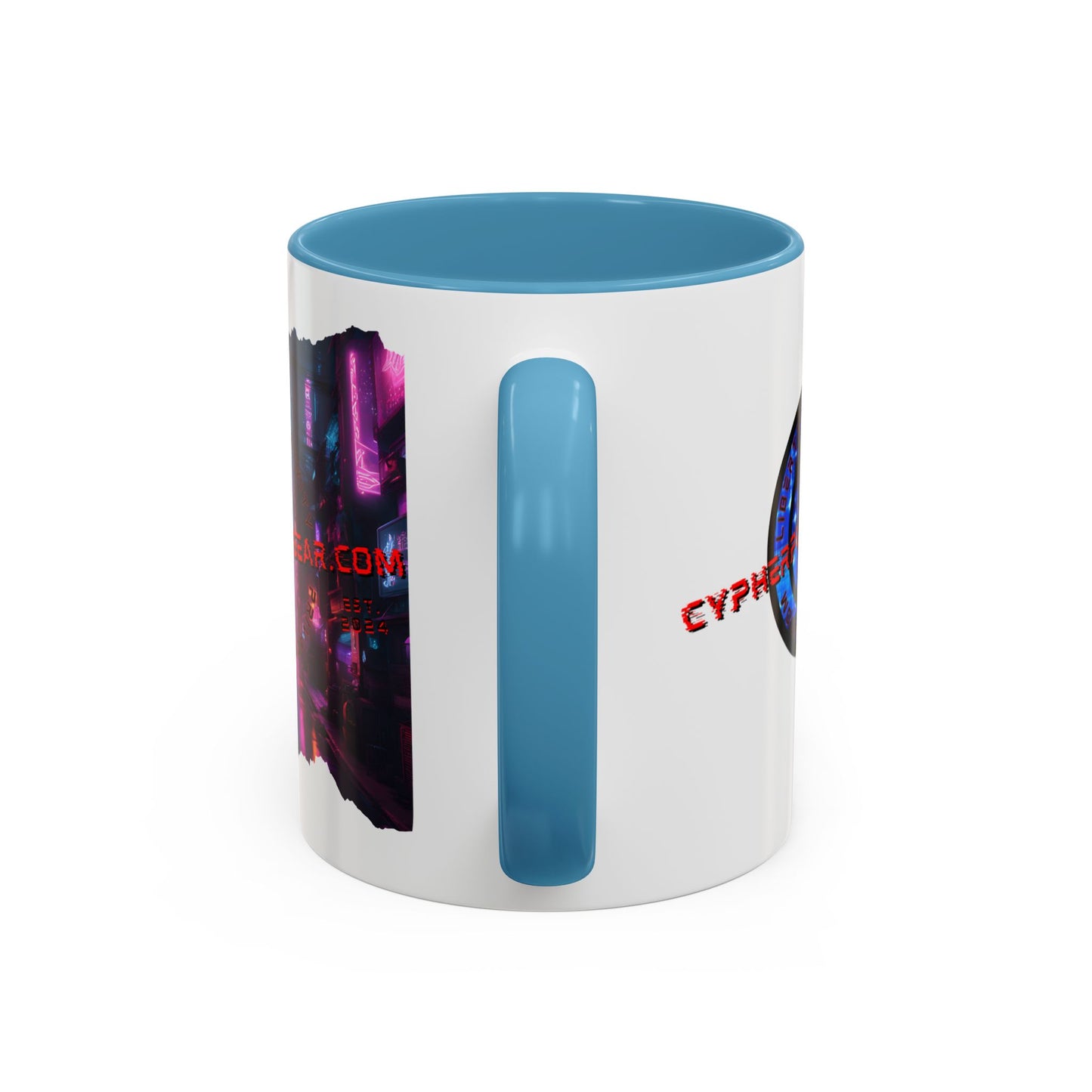 2-sided, cypherpunkgear.com Logo & Cityscape Accent Mug by cypherpunkgear.com