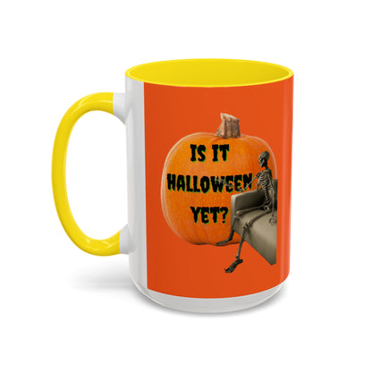 Is it Halloween yet? Skeleton's Giant Pumpkin Orange Accent Mug by CreepyCrafts.boo