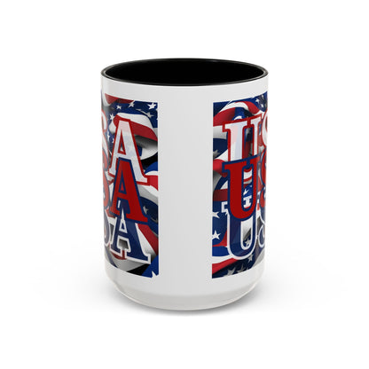 USA Red font Center Patriot Accent Mug by cypherpunkgear.com
