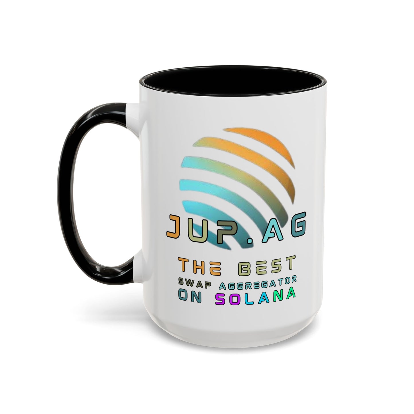 Jupiter (JUP) the best aggregator on Solana White Accent Mug by cypherpunkgear.com