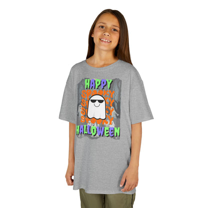 Spooky Happy Halloween Ghost Mixed font Kids Heavy Cotton™ Tee by CreepyCrafts.boo