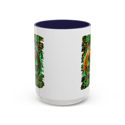 Blessed Samhain Green Jack White Accent Mug by CreepyCrafts.boo
