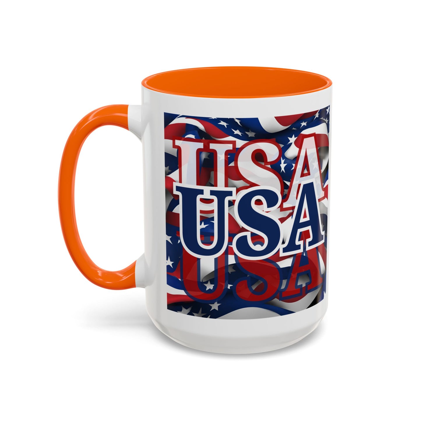 USA Blue font Center Patriot Accent Mug by cypherpunkgear.com