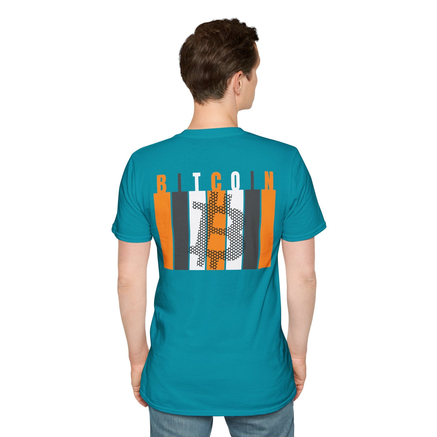 2-sided, Bitcoin (BTC) Decentralized Freedom Dark colors Unisex T-Shirt by cypherpunkgear.com