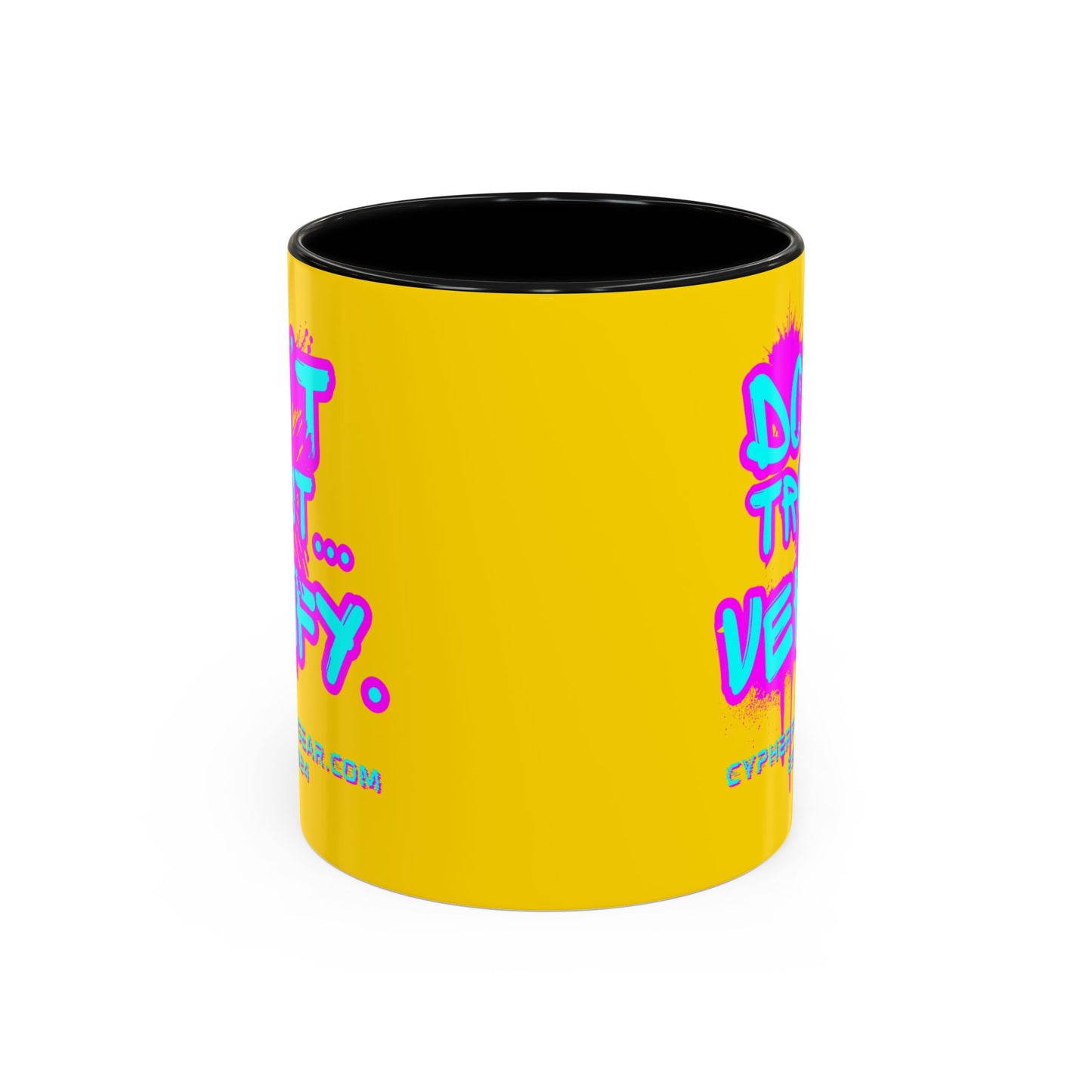 Don't Trust...Verify. Yellow Accent Mug by cypherpunkgear.com