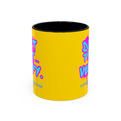 Don't Trust...Verify. Yellow Accent Mug by cypherpunkgear.com