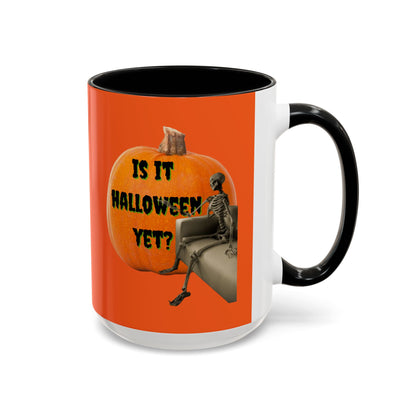 Is it Halloween yet? Skeleton's Giant Pumpkin Orange Accent Mug by CreepyCrafts.boo