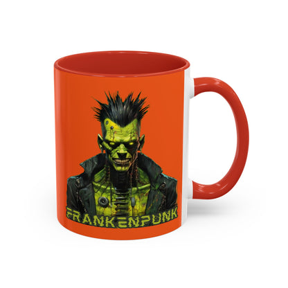 Frankenpunk Orange Accent Mug by CreepyCrafts.boo