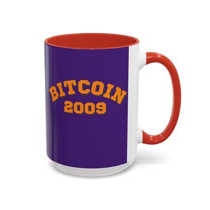 Bitcoin 2009 Dark Purple Accent Mug by cypherpunkgear.com