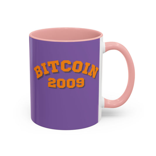 Bitcoin 2009 Light Purple Accent Mug by cypherpunkgear.com