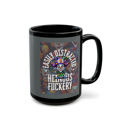 Easily Distracted by Heinous Fuckery Little Jinx Grey Mug by cypherpunkgear.com
