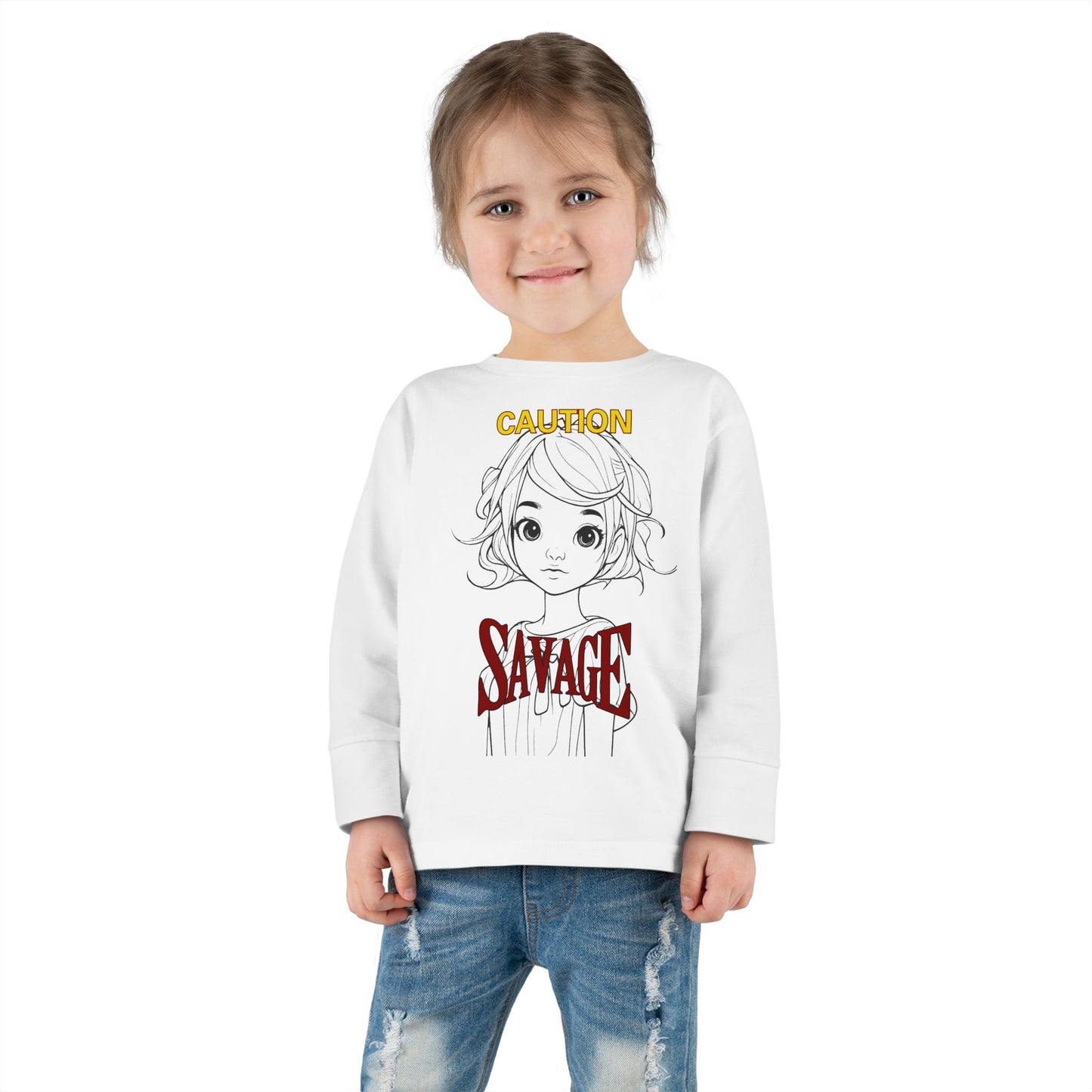 Caution: Tiny but Savage Toddler Long Sleeve Tee by cypherpunkgear.com