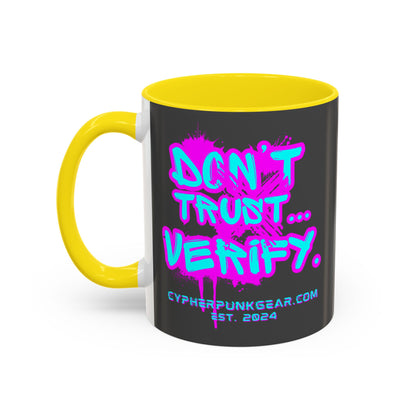 Don't Trust...Verify. Grey Accent Mug by cypherpunkgear.com