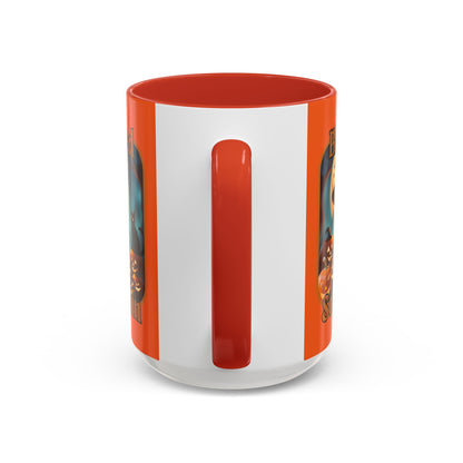 Blessed Samhain Cute Witch Orange font Orange Accent Mug by CreepyCrafts.boo