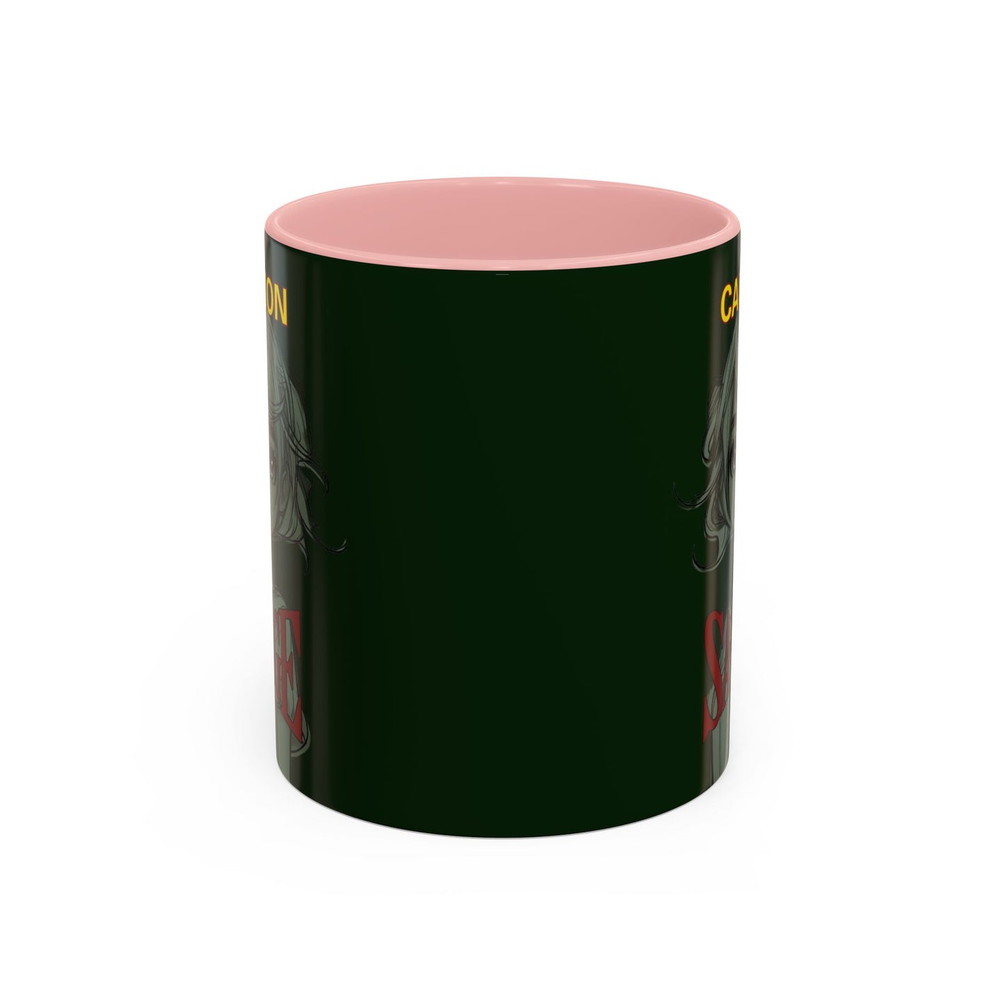Caution, Savage Dark Green Accent Mug by cypherpunkgear.com