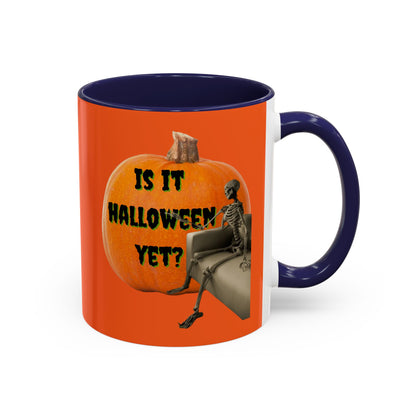 Is it Halloween yet? Skeleton's Giant Pumpkin Orange Accent Mug by CreepyCrafts.boo