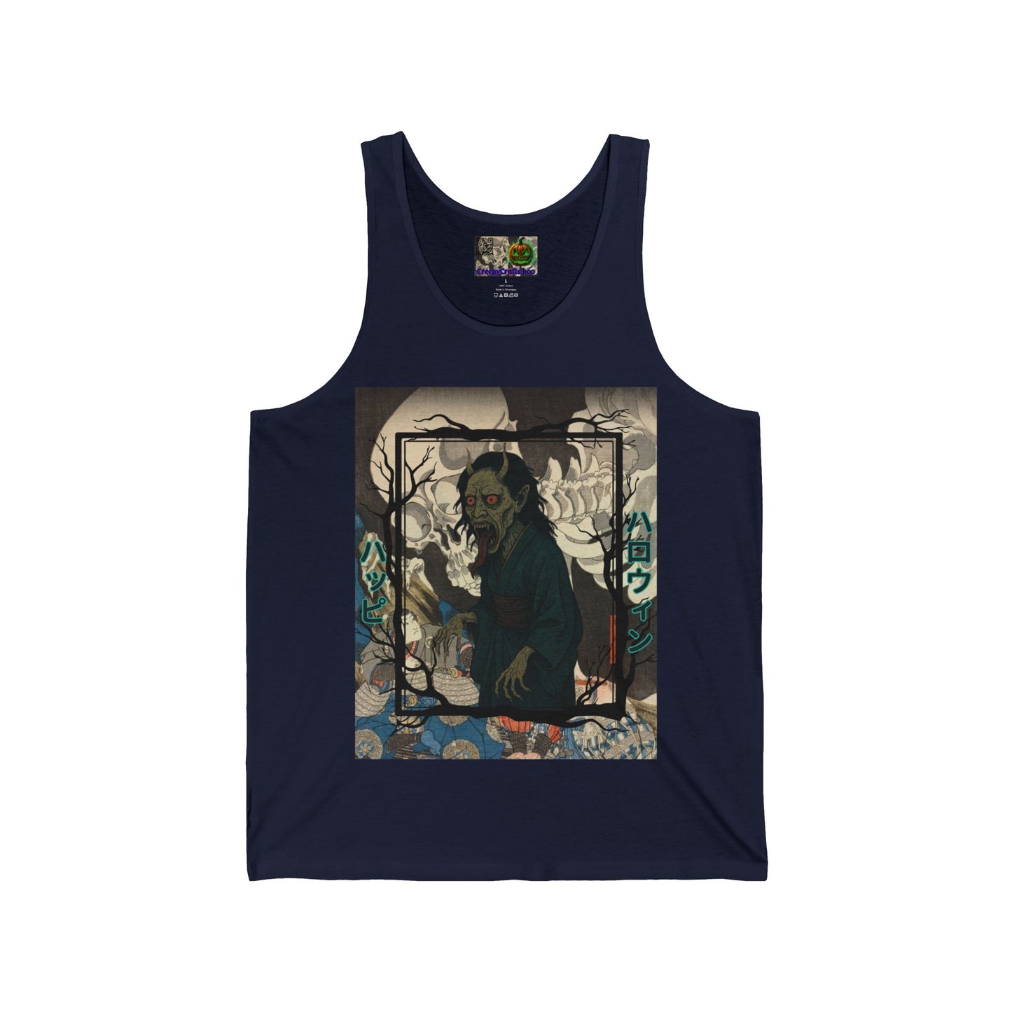 Yōkai Happy Halloween Unisex Jersey Tank Top by CreepyCrafts.boo