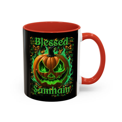 Blessed Samhain Green Jack Black Accent Mug by CreepyCrafts.boo