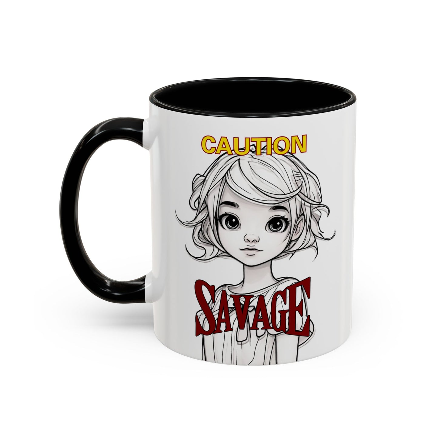 Caution, Savage White Accent Mug by cypherpunkgear.com