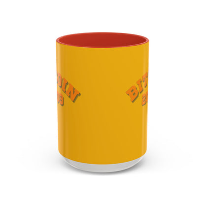 Bitcoin 2009 Yellow Accent Mug by cypherpunkgear.com