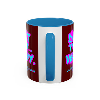 Don't Trust...Verify. Red Accent Mug by cypherpunkgear.com