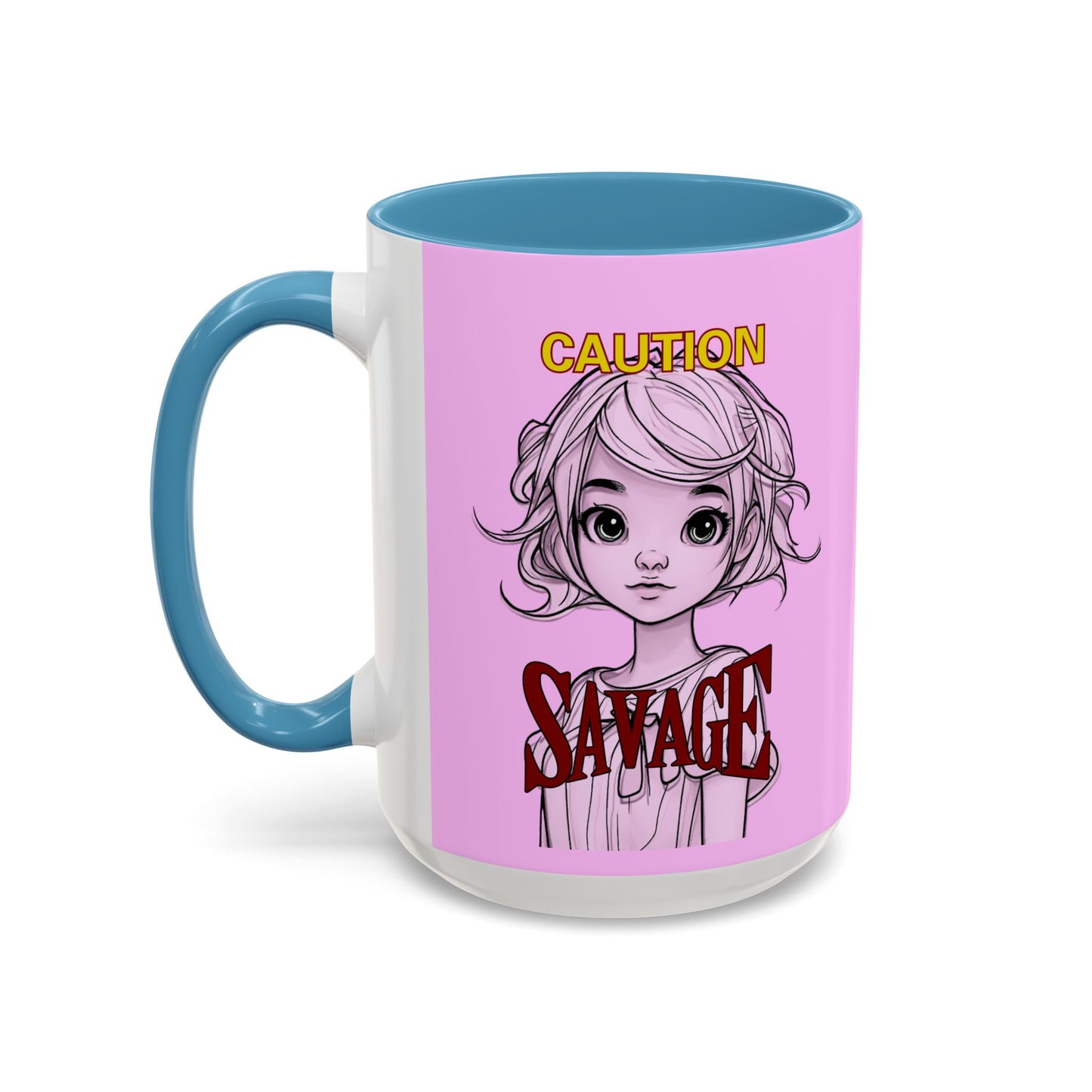 Caution, Savage Pink Accent Mug by cypherpunkgear.com