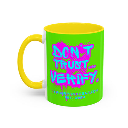 Don't Trust...Verify. Green Accent Mug by cypherpunkgear.com