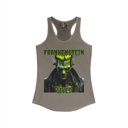 Frankenstein Lives Women's Racerback Tank Top by CreepyCrafts.boo