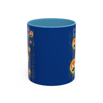 Monero (XMR) don't assume your freedoms are assured Blue Accent Mug by cypherpunkgear.com