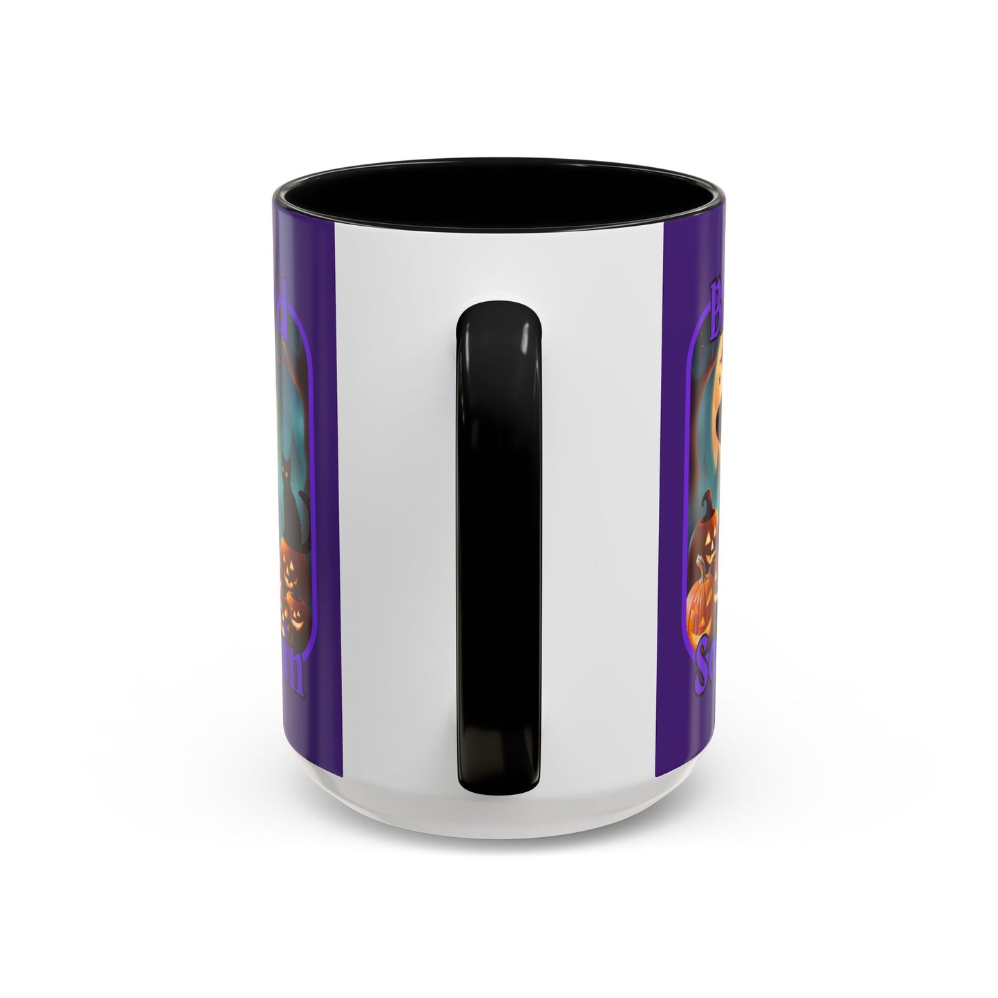 Blessed Samhain Cute Witch Purple font Purple Accent Mug by CreepyCrafts.boo