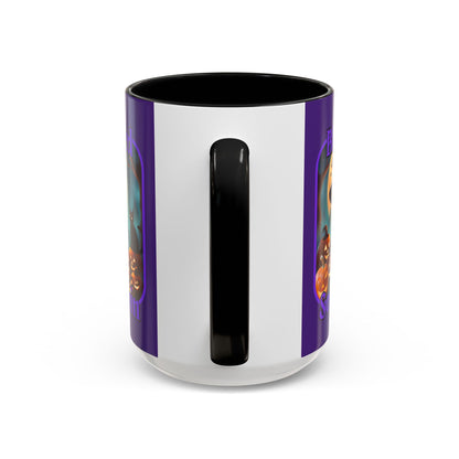 Blessed Samhain Cute Witch Purple font Purple Accent Mug by CreepyCrafts.boo
