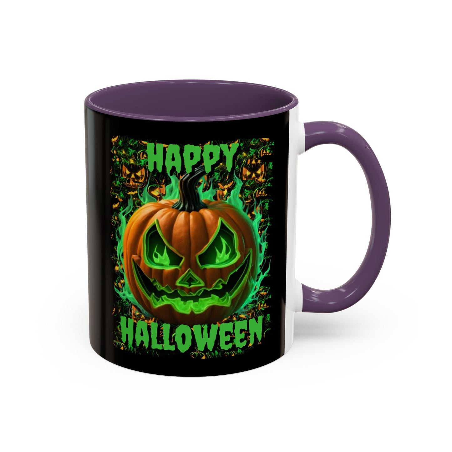 Happy Halloween Green Jack Black Accent Mug by CreepyCrafts.boo