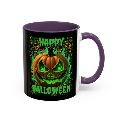 Happy Halloween Green Jack Black Accent Mug by CreepyCrafts.boo