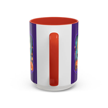 Blessed Samhain Little Witch Purple font Purple Accent Mug by CreepyCrafts.boo