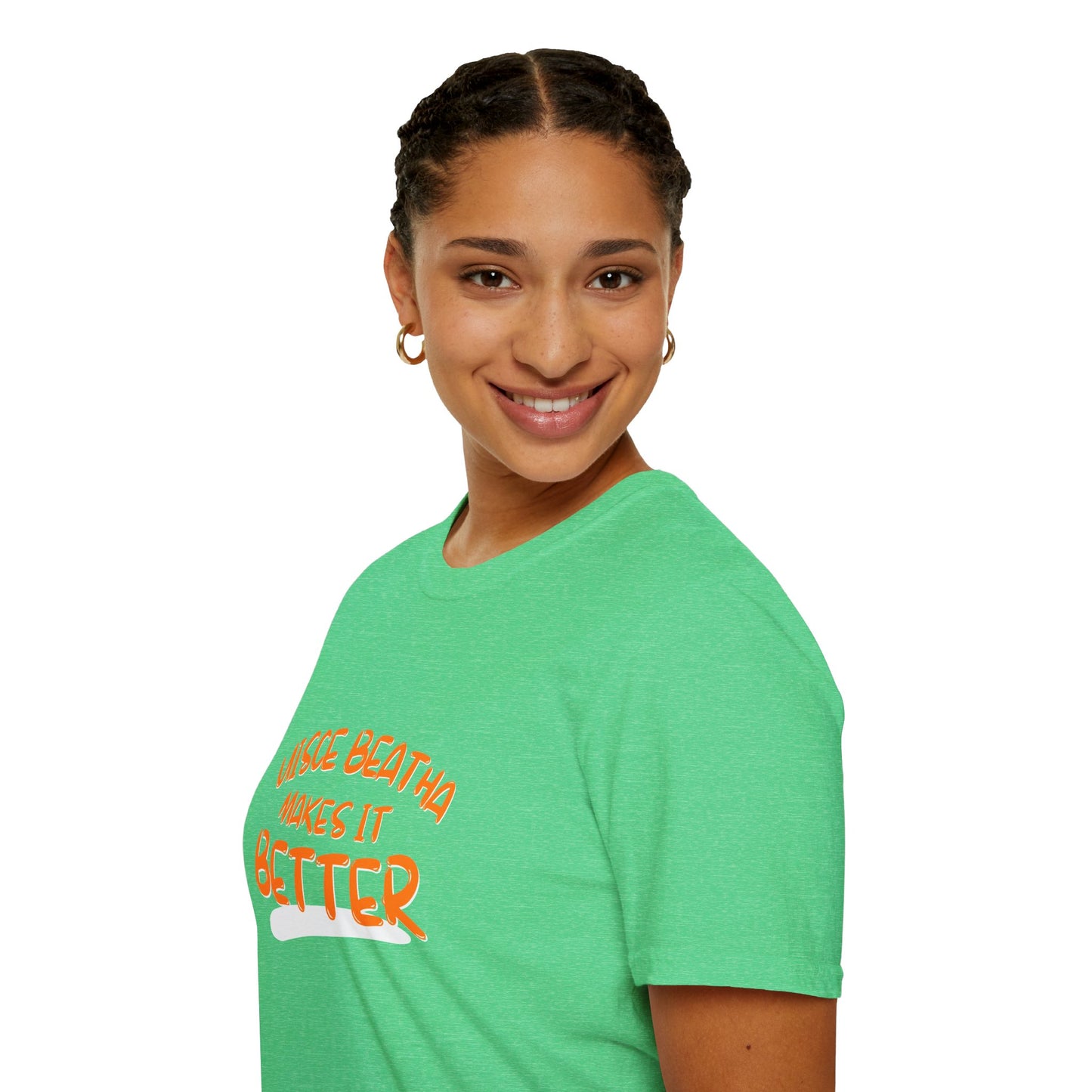 Uisce Beatha makes it better Orange font Dark colors Unisex T-Shirt by cypherpunkgear.com