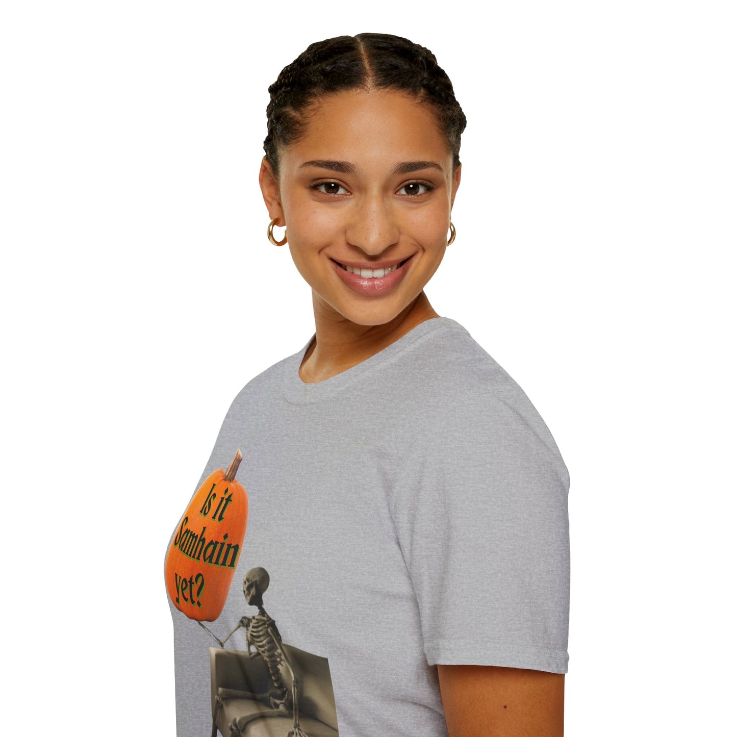 Is it Samhain yet? Skeleton's Pumpkin Light colors Unisex T-Shirt by CreepyCrafts.boo