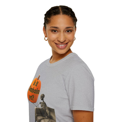 Is it Samhain yet? Skeleton's Pumpkin Light colors Unisex T-Shirt by CreepyCrafts.boo