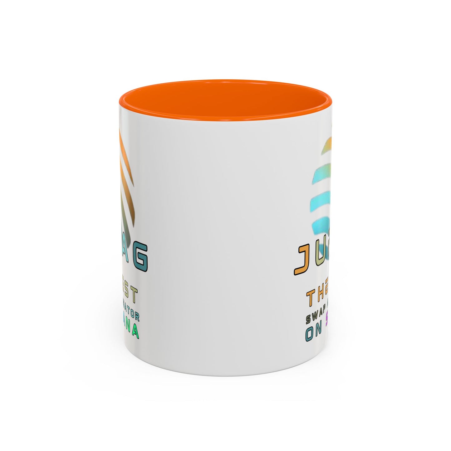 Jupiter (JUP) the best aggregator on Solana White Accent Mug by cypherpunkgear.com