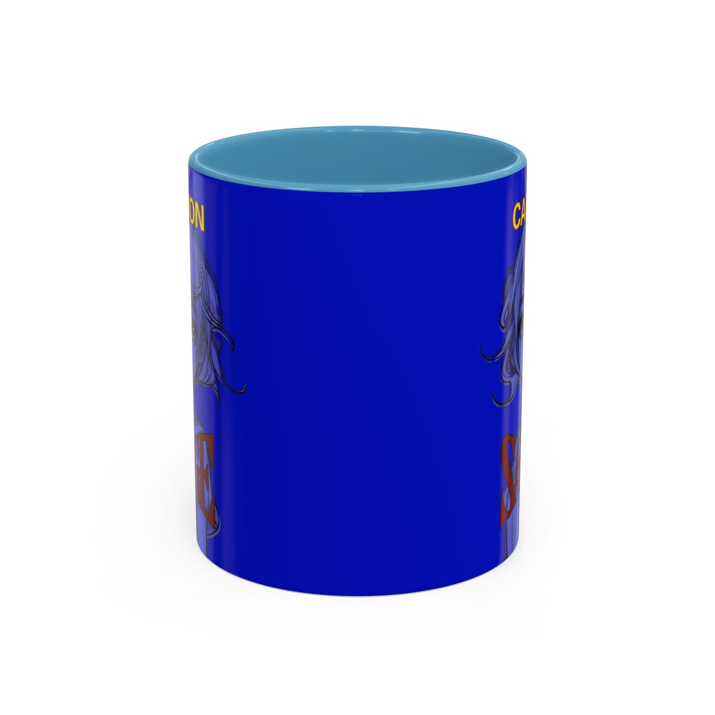 Caution, Savage Dark Blue Accent Mug by cypherpunkgear.com