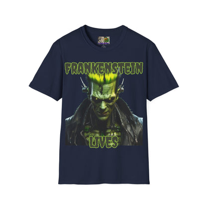 Frankenstein Lives Dark colors Unisex T-Shirt by CreepyCrafts.boo