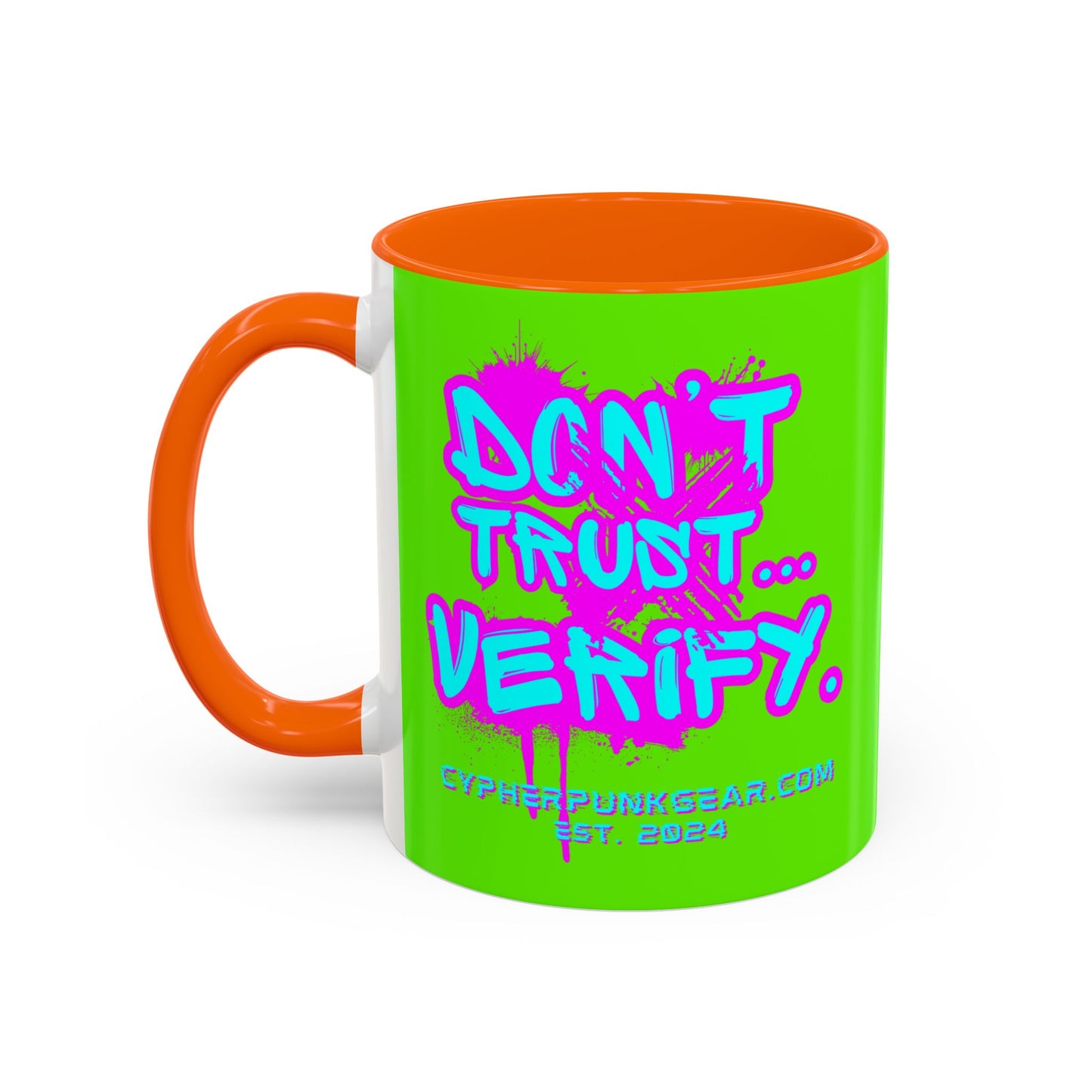 Don't Trust...Verify. Green Accent Mug by cypherpunkgear.com