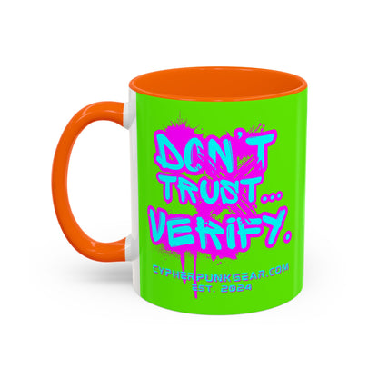 Don't Trust...Verify. Green Accent Mug by cypherpunkgear.com