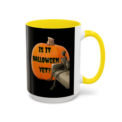 Is it Halloween yet? Skeleton's Giant Pumpkin Black Accent Mug by CreepyCrafts.boo