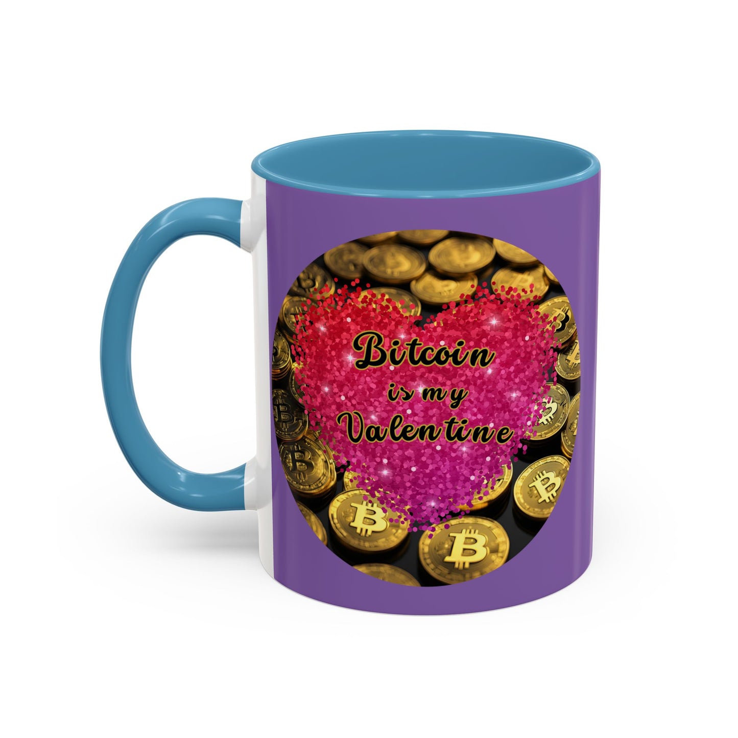 Bitcoin is My Valentine Light Purple Accent Mug by cypherpunkgear.com